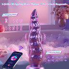 Fantasy Tentacle Vibrating Silicone Dildo with lifelike wriggling wave motion in a relaxing bath setting.