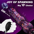 10 Inflatable Ovipositor Dildo with multi-colored design and bulb for inflation, showcasing a unique spawning joy experience.