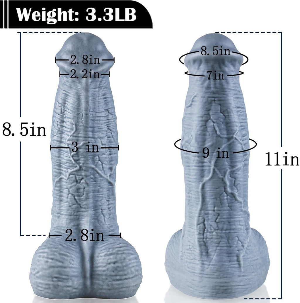 11" XL Silicone Fantasy Dildo, 3" Thick Dual Density