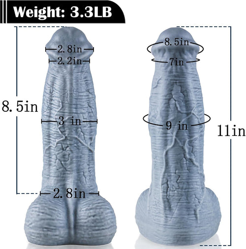 11" XL Silicone Fantasy Dildo, 3" Thick Dual Density