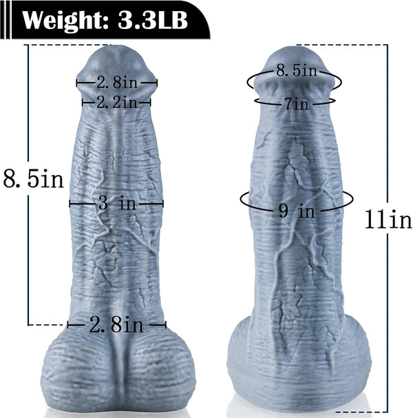 11" XL Silicone Fantasy Dildo, 3" Thick Dual Density
