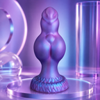 Purple and blue Thick Silicone Fantasy Knot Dildo with suction base 