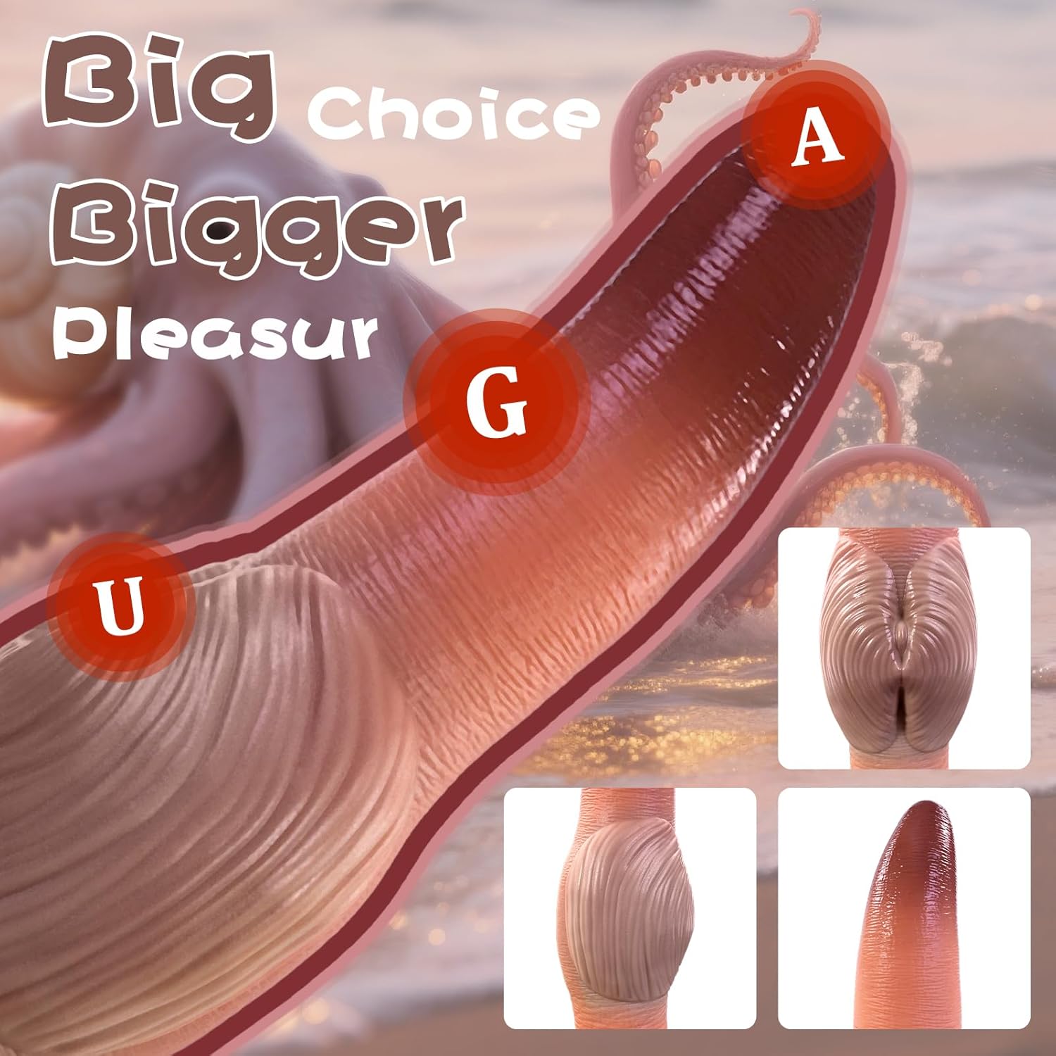 11.8" XL Silicone Fantasy Knot Dildo, 3.25" Suction Base