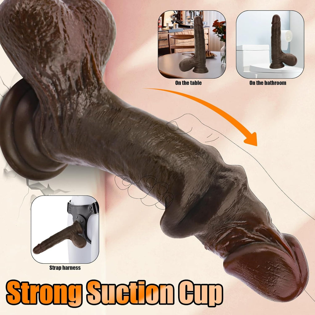 9.05" Realistic Silicone Dildo with Suction Cup, Soft Girthy Design for G-Spot & Anal Use AM-007