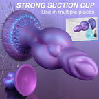 Thick Silicone Fantasy Knot Dildo with strong suction cup for versatile use in multiple places.