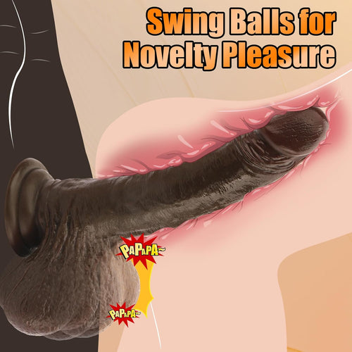 7.04" Realistic Girthy Silicone Dildo with Swinging Balls