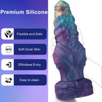 13 Large Silicone Fantasy Dildo showcasing flexible, soft outer skin and easy-to-clean features.