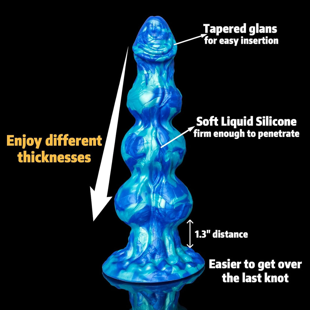12" XL Silicone Fantasy Knot Dildo with 3 Knots, Thick Design & Strong Suction Cup for Multi-Use AM-003