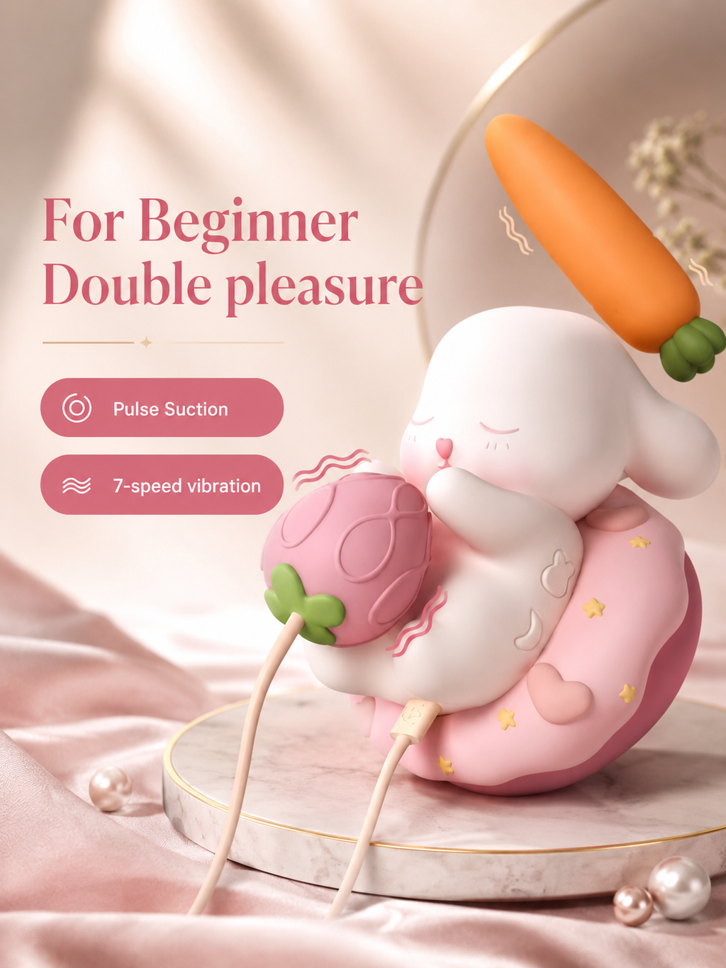 kawaii bunny vibrator set with carrot wand and beginner friendly design