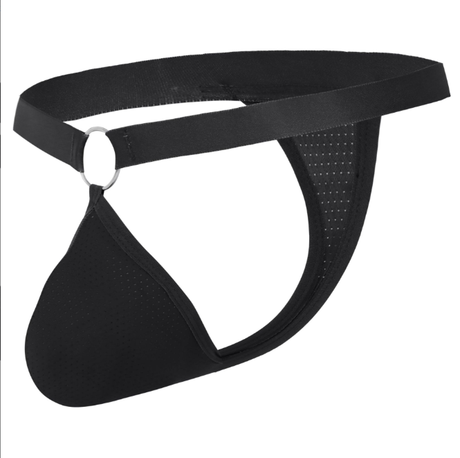 Men’s Low-Rise Mesh Thong -black