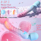 Blue Pink Gradient Heating Dildo Wand – 7 Vibration Modes and Bullet Vibrator Set