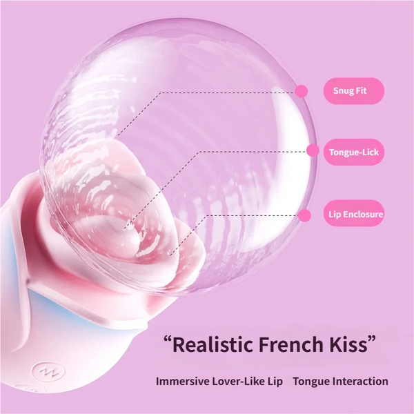 Pink Blue Rose Heated Tongue Clit Vibrator - External Use