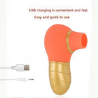 USB rechargeable silicone adult toy with gold handle, compact and easy to use.