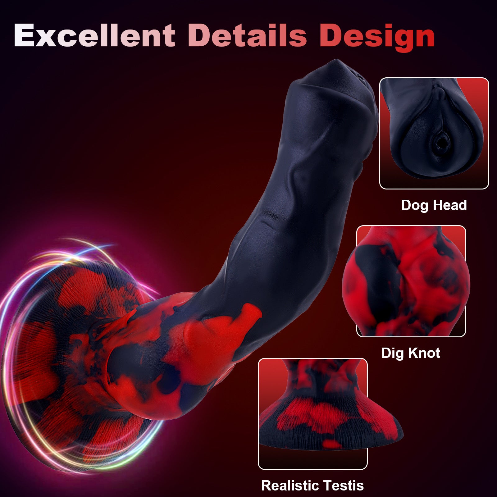 Silicone Ejaculating Fantasy Dildo with 2 Knots for  Anal Use