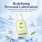 Wet Stuff 8.8oz pH Balanced Gentle Water-Based Lubricant in a water background with soothing graphics.