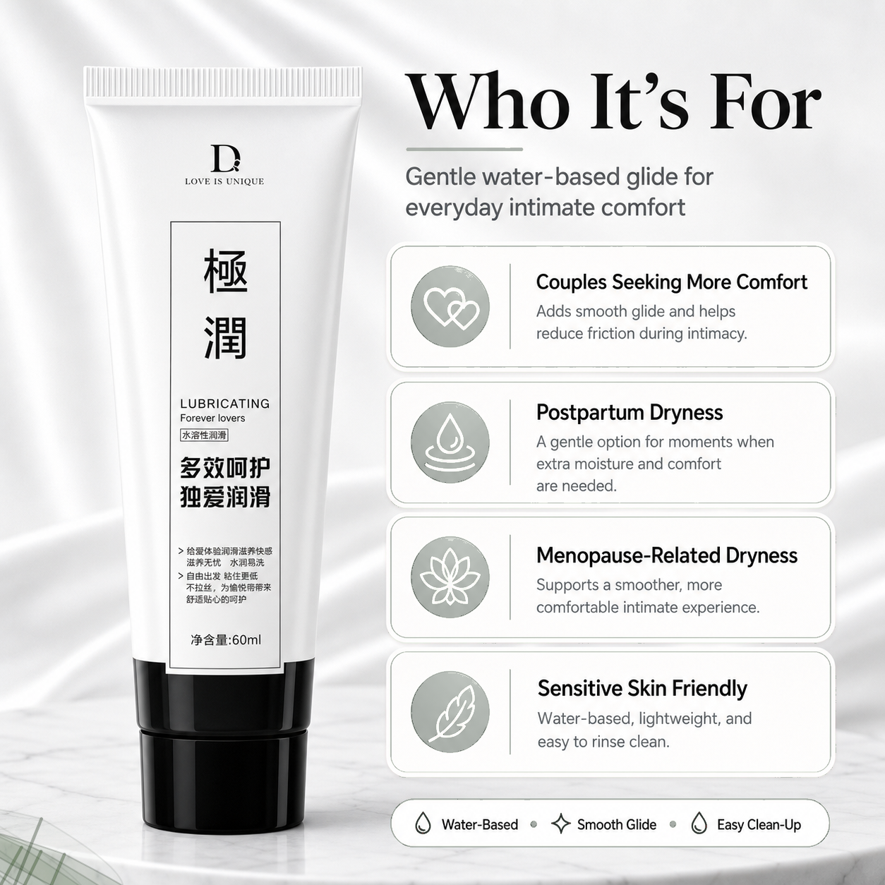 Water-Based Lubricant for Couples, Long-Lasting with Hyaluronic Acid