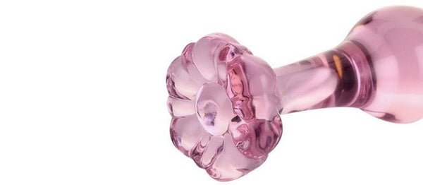 4-Inch Beginner Floral Glass Anal Plug in Pink-Anal Dilator