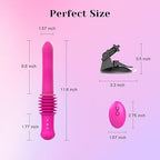 Image showing the dimensions of a 2.36 Deep Throat Sex Machine and its accessories for perfect sizing.