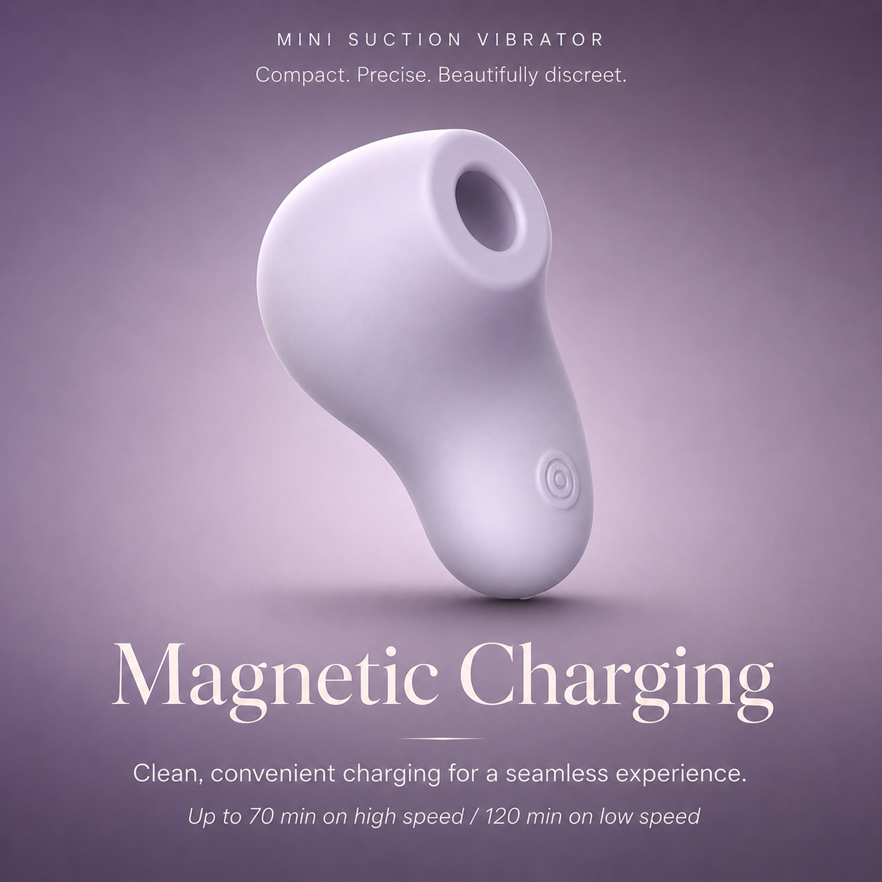 Purple vacuum suction rabbit vibrator with magnetic charging and extended battery runtime