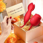 Rose Toy App Couple Vibrator with Sucking and Thrusting in a gift box with a card 