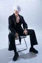 190cm Silver-Haired Anime Goth Male Silicone Sex Doll