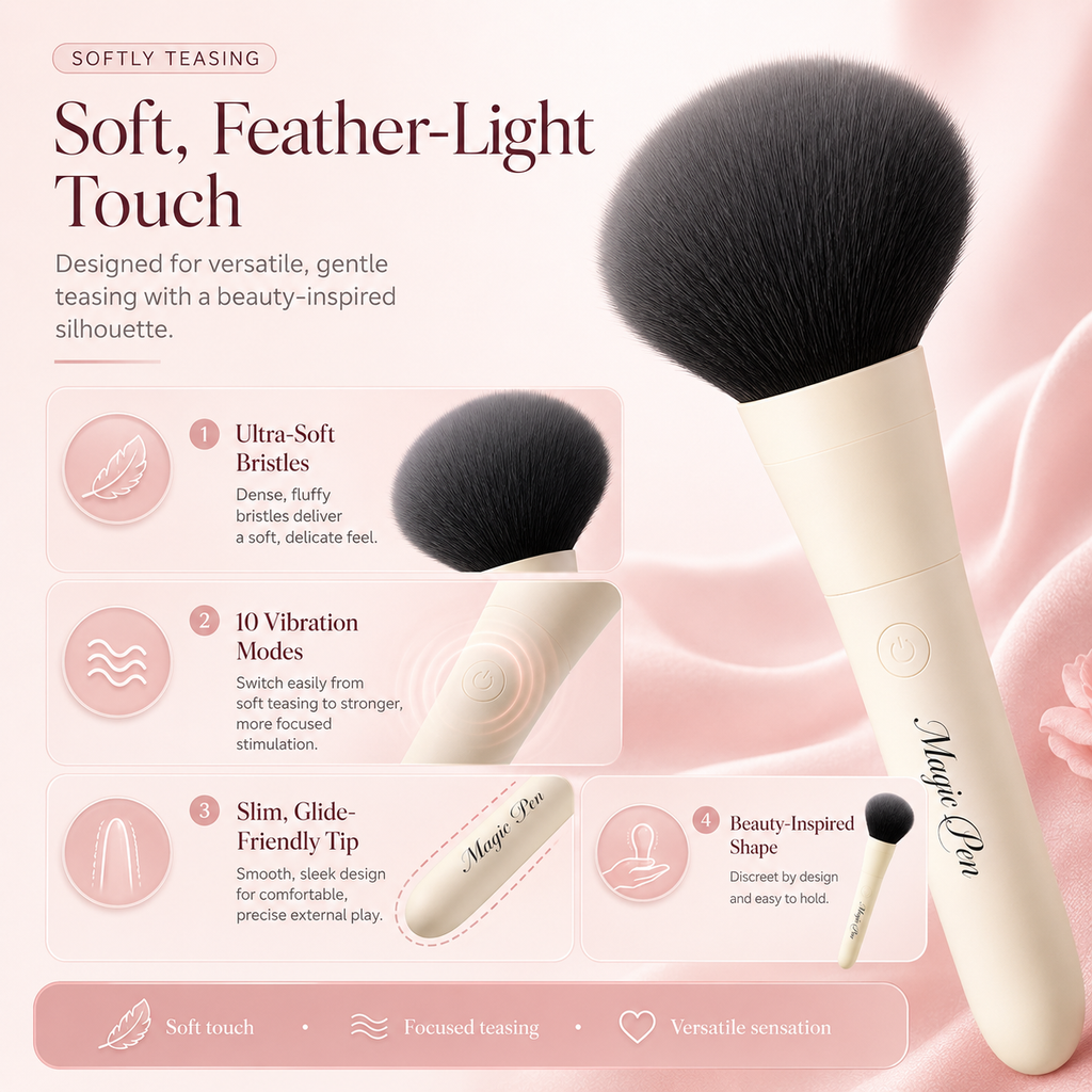 Discreet makeup brush vibrator with one-button control and ten vibration modes
