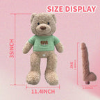 Plush Teddy Bear Pillow Thrusting Dildo size display -light green 