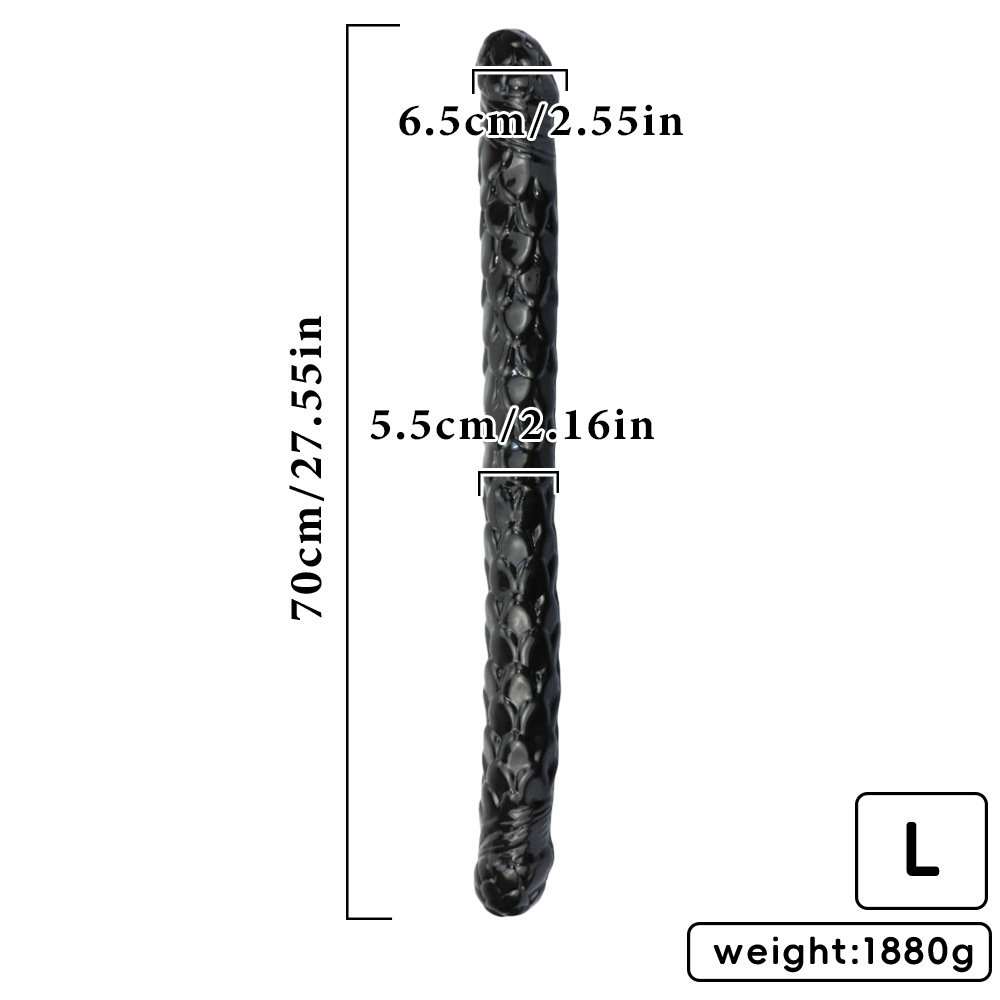 Large black double-ended textured dildo