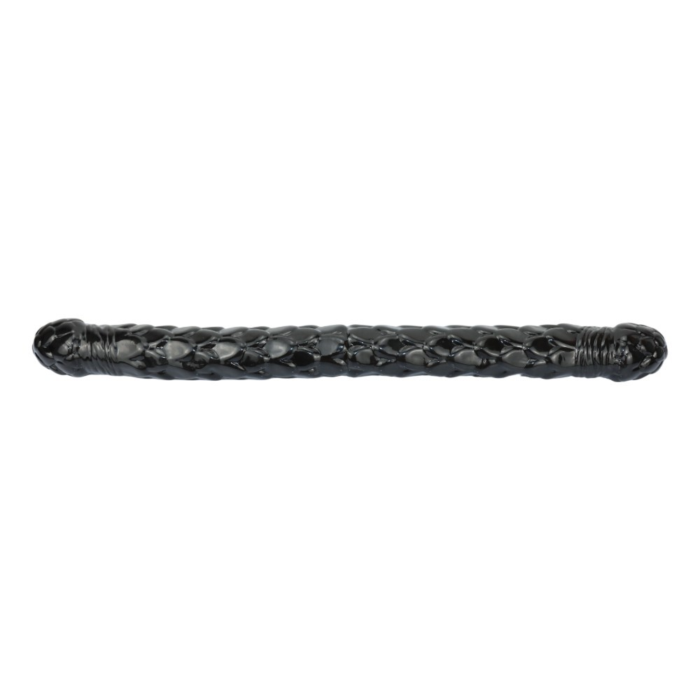 Small black double-ended textured dildo