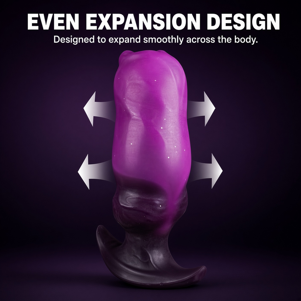 Inflatable silicone anal plug even expansion design