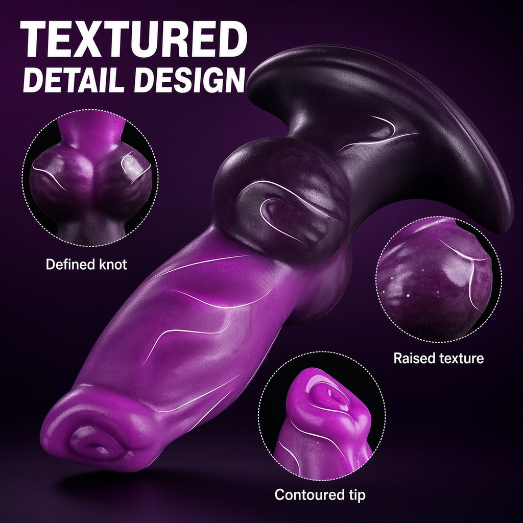 Inflatable silicone anal plug textured detail and contoured tip