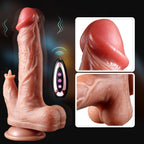 Sculpted shaft details and remote control of powered realistic dildo