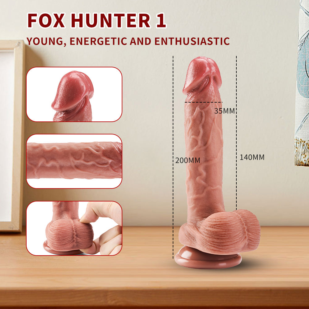 Fox Hunter 1 supplier reference photo, unique realistic silicone dildo design and size illustration
