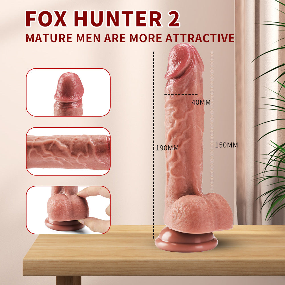 Fox Hunter 2 supplier reference photo, unique realistic silicone dildo design and size illustration