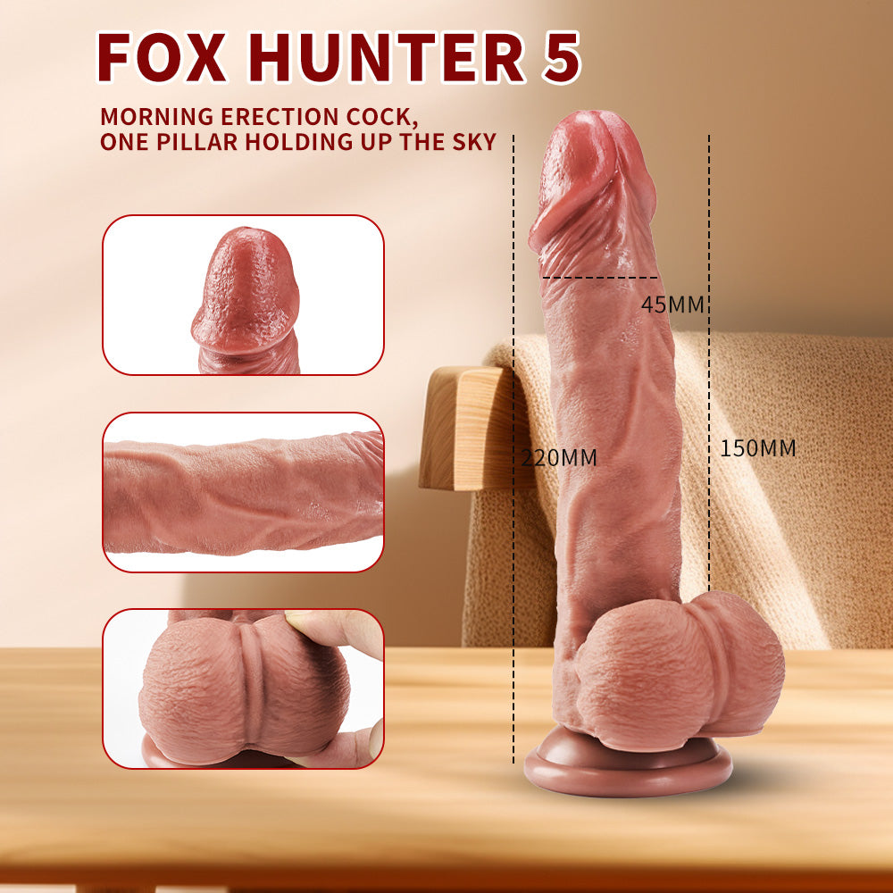 Fox Hunter 5 supplier reference photo, unique realistic silicone dildo design and size illustration