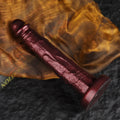 Deep burgundy realistic inflatable silicone dildo with sculpted shaft