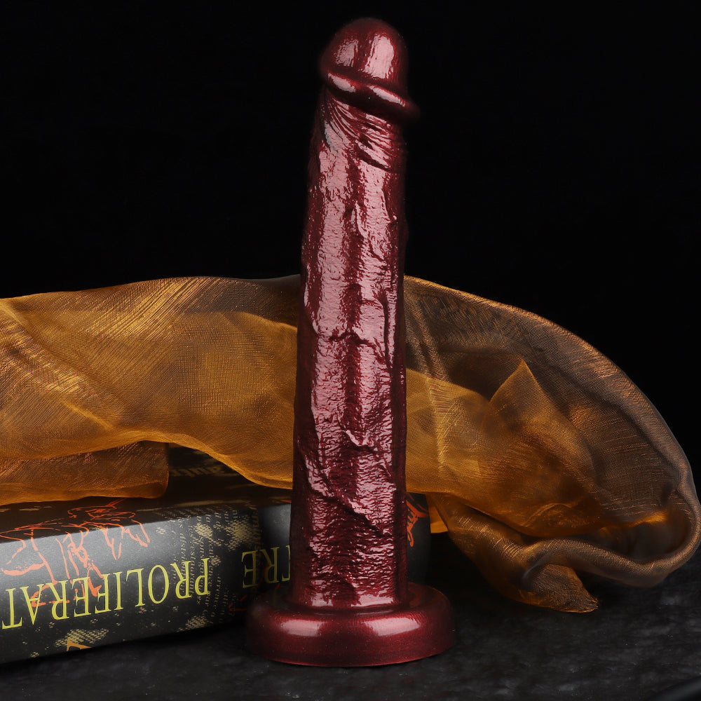 Long burgundy inflatable realistic dildo product detail