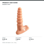 US size guide for beaded foot: overall height 9.45 in, foot length 7.48 in, width 2.76 in