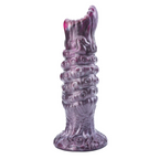 Purple sculpted silicone ovipositor toy front view on clean white background