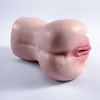 A handheld, lifelike vaginal masturbator featuring a realistic skin tone throughout, with lifelike skin texture and labia——Realistic Pocket Pussy Masturbator
