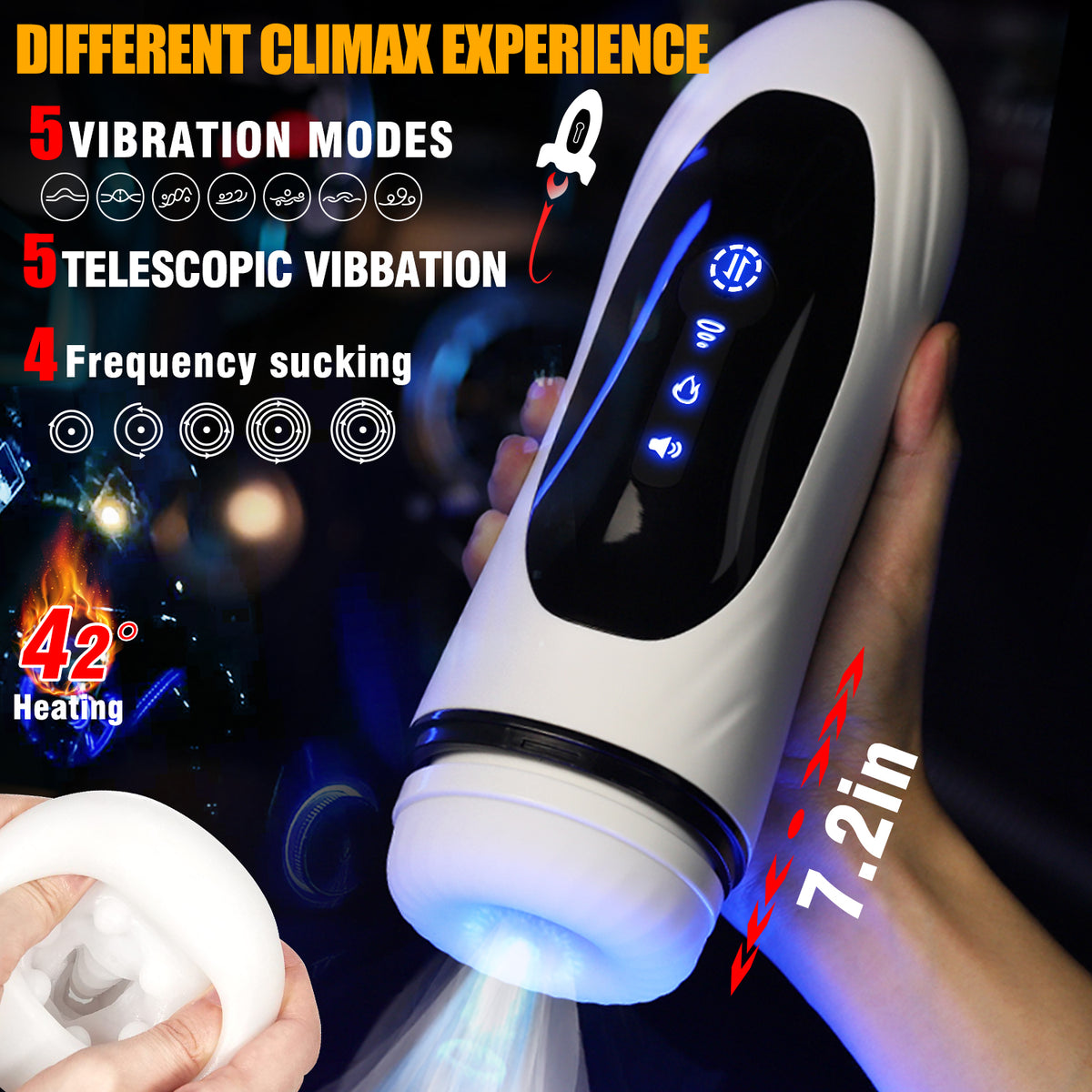 4-in-1 Automatic Thrusting Suction Heated Male Masturbator