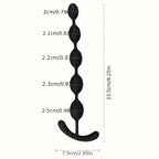 Anal Plug for Beginners: Teardrop-Shaped Silicone Beads Design with dimensions for easy use.