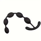 Anal Plug for beginners featuring teardrop-shaped silicone beads design in black.