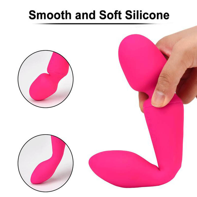Flexible dual-motor wand vibrator shown at different positioning angles