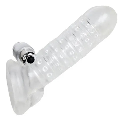 Penis Sleeve Extender shown in the elegant white color variant. The image highlights the sleek, modern aesthetic of this 7.09-inch enhancement sleeve, perfect for users who prefer a clean, minimalist look.