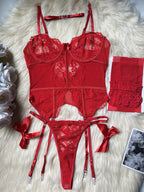 Women's Sexy Flora Lace Lingerie Garter Belt red autual photo