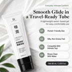 Water-Based Lubricant 60ml by Lovers Unique in white travel tube - silky non-greasy, pocket-friendly, intimate toy compatible gel that rinses clean with water.