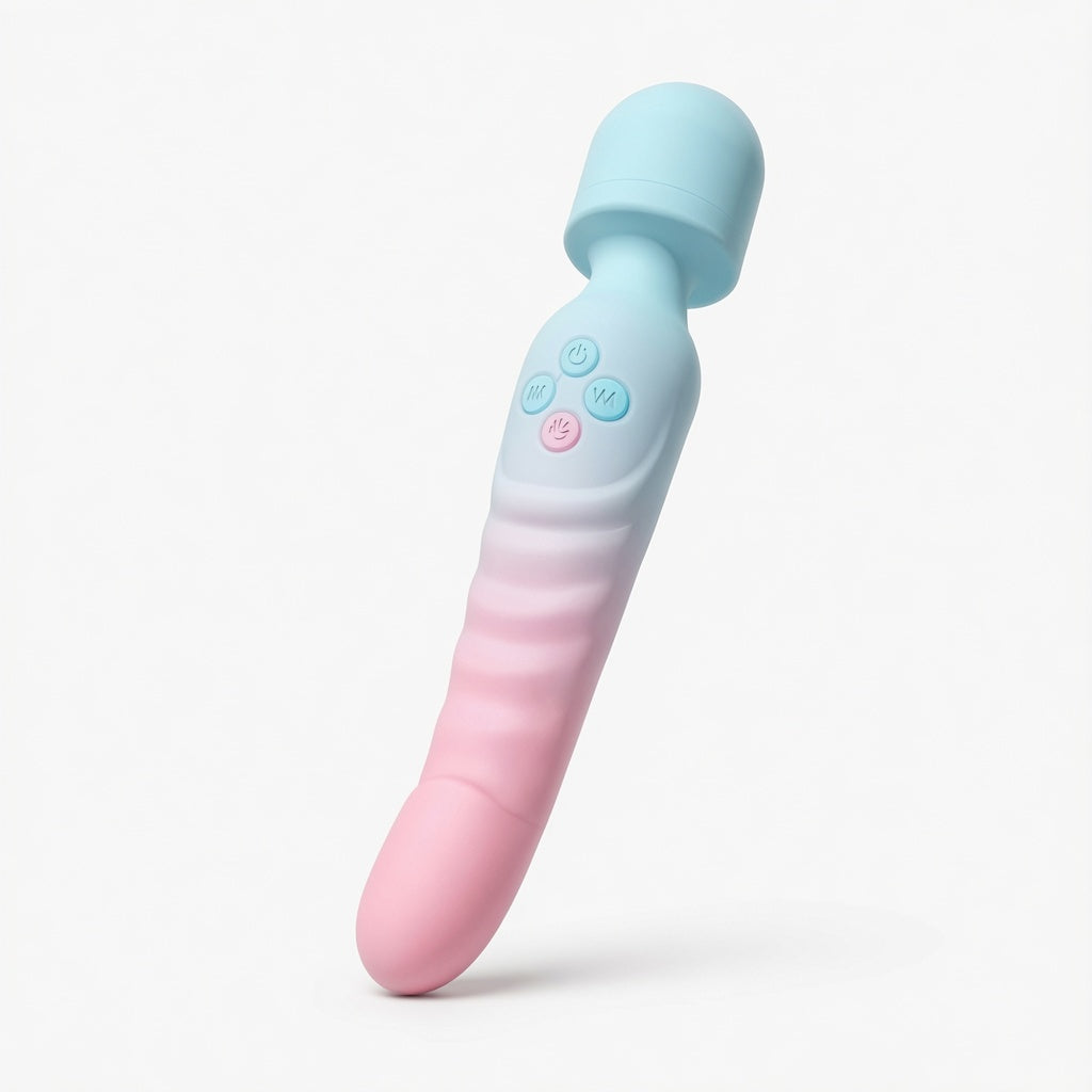 Blue Pink Gradient Heating Dildo Wand – 7 Vibration Modes
