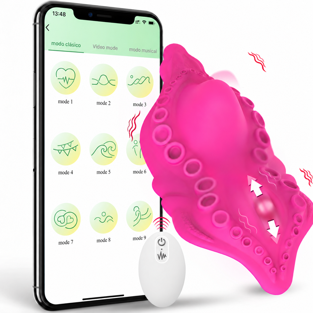 Octopus Wearable Clitoral Panty Vibrator with App & Remote