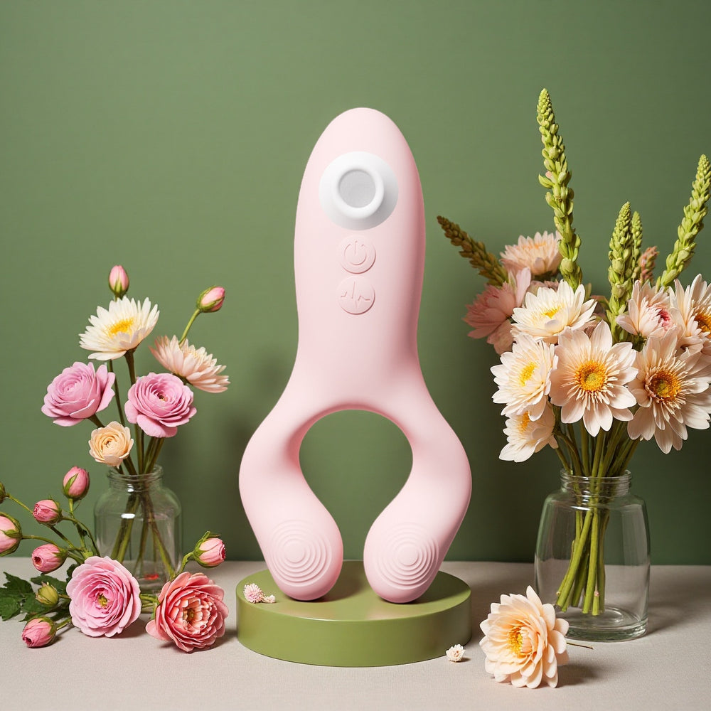 Couples Dual Motor Vibrating Cock Ring with Clitoral Suction